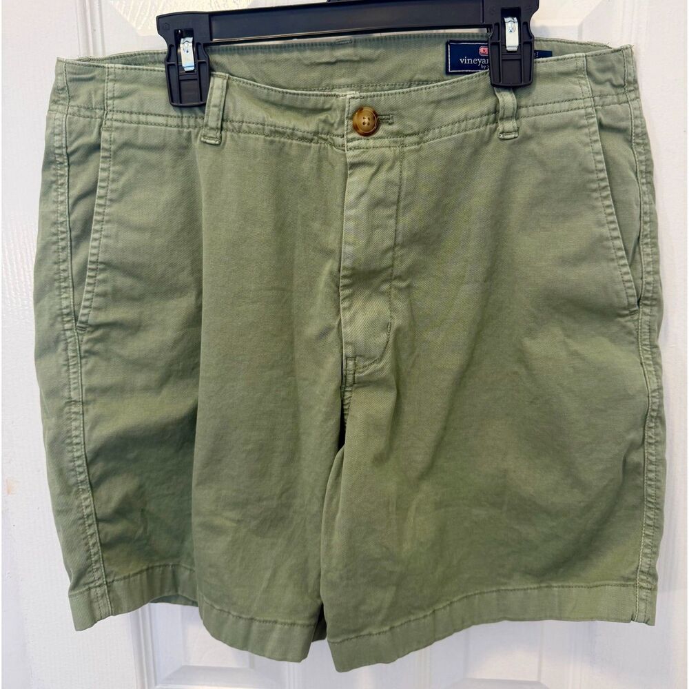 Vineyard Vines Men's 30 Green Breaker Chino Stretch Shorts Flat Front